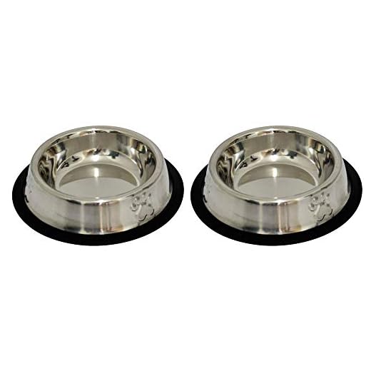 Kit 2 Potes Comedouro e Bebedouro Em Inox Anti Derrapante 240 ml Patas Relevo Mini