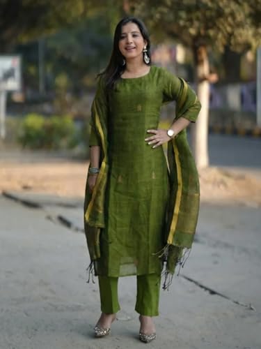 Image of Anni Designer Pure Cotton Maroon Kurta Pant Set with Dupatta for Women | 3 Piece Gold Hand Block Printed Suit Set | Cotton Kurta Set for Women | Festive Kurti Set