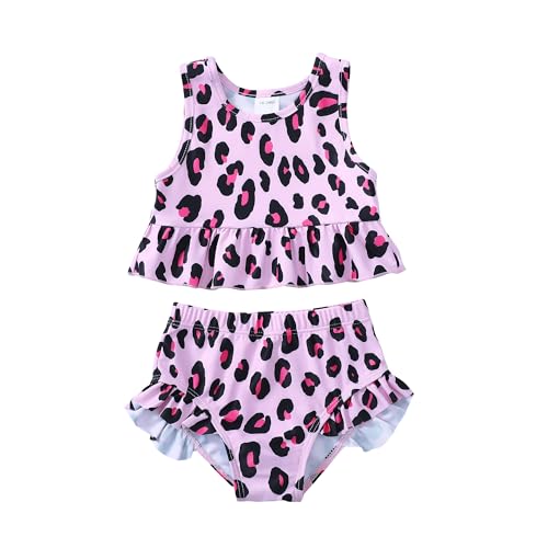 Image of Baby Swimsuit Girl Two Piece Bathing Suit Toddler Girls Summer Beach Ruffle Tankini Swimwear 1-7Y
