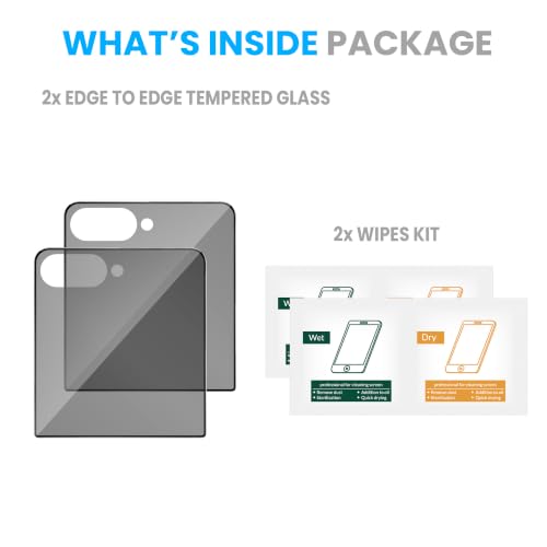 Image of FIRST MART Privacy Tempered Glass for Samsung Galaxy Z Flip 8 & Samsung Z Flip 7, 2 Pack | Anti-Spy 9H Screen Protector, Edge-to-Edge, Case-Friendly, Scratch Resistant, Bubble-Free