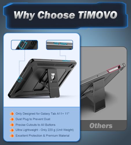 Image of TiMOVO Shockproof Case for Samsung Galaxy Tab A11+ /A11 Plus 11'', Black | Fit for SM-X230 /X236 /X238, Built-in Screen Protector, Dust Plug & Precise Cutouts, Shockproof Rugged Full Body Protection