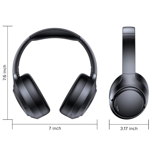 Hybrid Active Noise Cancelling Bluetooth 6.0 Headphones 120H Long Playtime, 6 ENC Mic, Over Ear Headphones Wireless, Hi-Res Audio, Memory Foam Earcup, Transparency Mode ANC Headphone for Travel Office - image 8