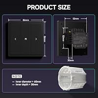 BSEED Smart Vorhangschalter Matt, Wlan Schalter mit Kontrollleuchte, Wechselschalter Unterputz, S-Serie, 86mm Schwarz – Ansicht 6