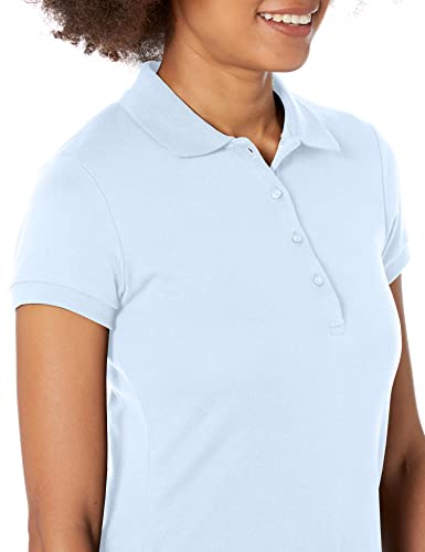 Izod Womens Short Sleeve Interlock School Uniform Polo Shirt, Light Blue, X-Small Us #TOP2