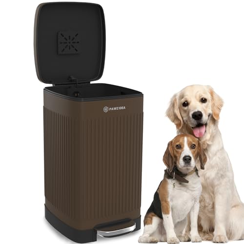 PAWZIDEA Dog Poop Trash Can Outside Odor Control, 5.3 Gallon Large Dog Waste Trash Can with Lid, Waterproof Poop Disposal Bin Outdoor Garbage Can, Activated Carbon Pet Waste Station Container Backyard by PAWZIDEA - Used condition - US$91.86