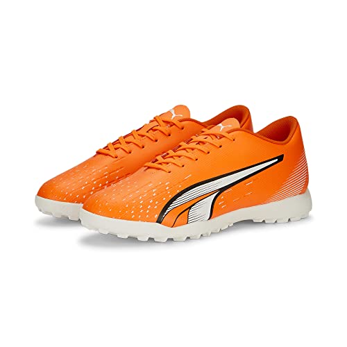 PUMA Mens Ultra Play Turf Trainer Soccer Cleats, Ultra Orange-PUMA Mens White-Blue Glimmer, 9