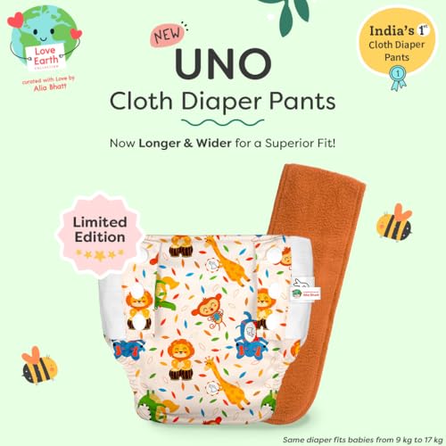 Image of SuperBottoms UNO Pull-up Pant Style Diaper | Cloth Diaper for Babies | Reusable, No Tapes, Easy to Wear, Designed for Active Little Ones | 3M - 3Y | Pack of 2