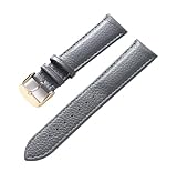PNESHGTT Correa de reloj pequeña y fresca for mujer, suave piel vacuno primera capa, compatible con Casio Dw Tissot Longines, patrón litchi for hombre(Grey gold buckle,17mm)