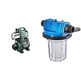 Metabo Hauswasserwerk HWW 6000/25 Inox (600975000) Karton, Nennaufnahmeleistung: 1300 W, 6000 l/h, Max. 55 m & Güde 94460 Schmutzfilter Kurz Sandfilter Vorsatzfilter, 1 Stück (1er Pack)