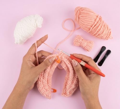 Image of Itsy Bitsy DIY Make Your Own Crochet Bow Hair Clips Kit | Beginner Friendly Crochet Craft Set | Create Handmade Hair Bow Accessories | Complete DIY Hobby Gift Box