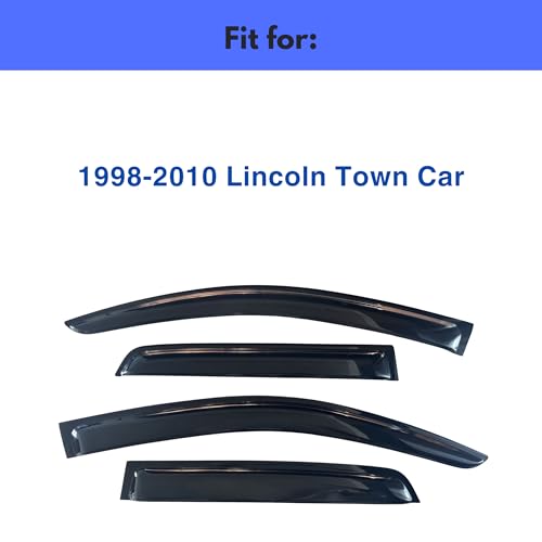 Image of IG Window Visors Fit for 1998-2010 Lincoln Town Car, Out-Channel Rain Guards Vent Wind Deflectors 4PC, Car Accessories for 98-10 Lincoln Town Car