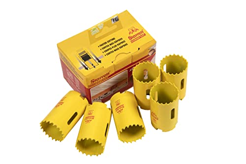 Starrett HSS Bi-Metal Fast Cut Hole Saw - 32mm - for Metal Wood, Plastics - Pack of 6, Yellow, 32mm (Pack of 6)