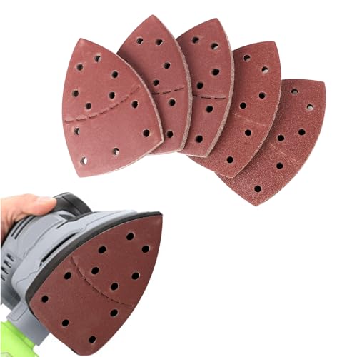 40 Pieces Sanding Pads, 11 Hole Sanding Sheets Hook and Loop 8Pcs Each Assorted 40/60/80/120/180 Grits, Sanding Pads Compatible with Bosch Multi-sander Psm 100a, Psm 200 Aes, Psm 18