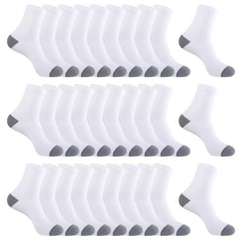 Image of 30 Pairs Men's Breathable Crew Socks - Soft Casual Comfort, Everyday Length Size 8-12 /12-16, Bulk Pack