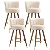 GNIXUU Velvet Bar Stools Set of 4, 360 Degree Swivel Barstools, Modern Upholstered Counter Height ba