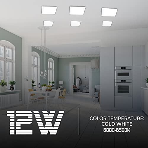 Image of Gesto 12W Square 6.5 Inch Ultra Slim LED Recessed False Ceiling Light for POP Coolday White-Pack of 4