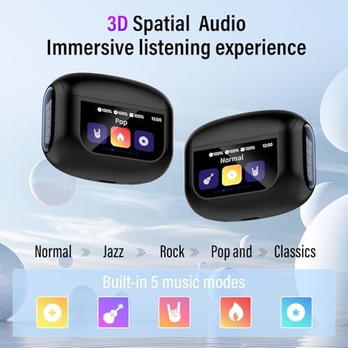 Wireless Earbuds, Bluetooth 5.4 Headphones with Multifunctional Touch Screen, 48H Bass Stereo Ear Buds with ANC/ENC Noise Cancelling/Transparency Mode, IPX7 Earphones with 5 EQ Modes for iOS Android - 4