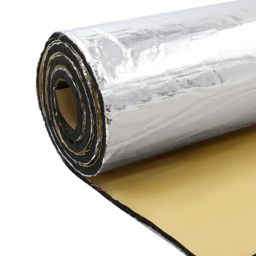 FUELHOOD 断熱マット 厚さ5mm 152cm*100cm 車用 熱反射 吸音 防音 遮音防音材料 ガラス繊維 フォーム製 シルバートーン 内装パーツ アクセサリー