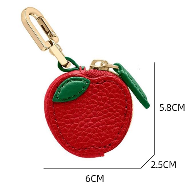 Cute Fruit Leather Bag Charm, Y2K Strawberry Keychain With Zipper Backpack Mini Purse2