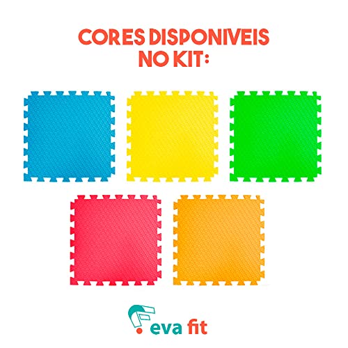 Kit Colorido 12 Placas Tapete Tatame EVA 50x50x1cm 10mm