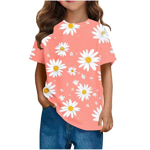 Toddler Girl Sunflower Shirt Cute Daisy Graphic T-Shirt Kids Boho Wildflower Short Sleeve Tees Summer Casual Tops