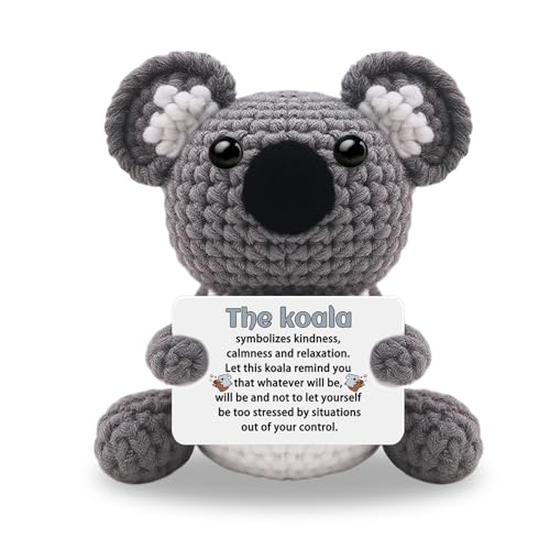 AICHPVOY Mini Positive Crochet Animals Koala Gift for Men and Women Colleagues, Friends,Wives,Daughters and Sons Gifts,Handmade Emotional Encouragement and Support Birthday Present