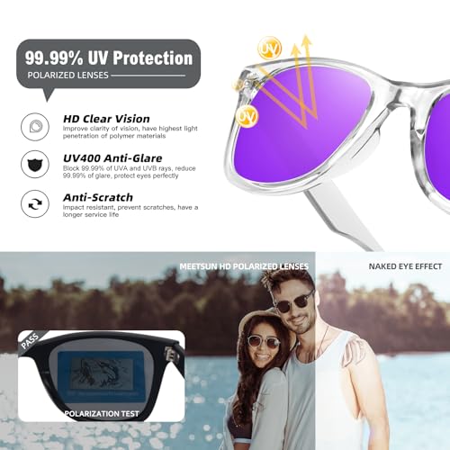 Image of MEETSUN Polarized Sunglasses for Women Men Classic Retro Square Frame Driving Sun Glasses UV Protection