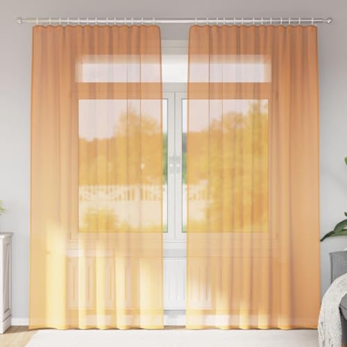 Voilages orange de qualité supérieure en 100% polyester à finition passe-tringle