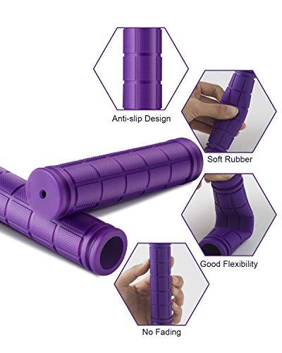 2 Pairs Bicycle Handlebar Grips, Msdada Non-Slip Rubber Bike Handle Grips For Kids Bike Scooter Mountain Road Urban Bike Tricycle Cruiser Foldable Bike(Black&Purple) #TOP2