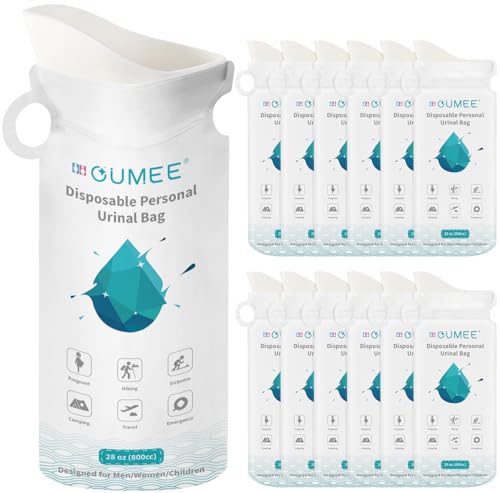 OUMEE 800ML Emergency Disposable Urinal Bags, 8/12/20/23/28 Pcs Camping Pee Bags Unisex Urine Bag Vomit Bag for Travel Traffic Jam Portable Toilet Bag for Men Women(8)