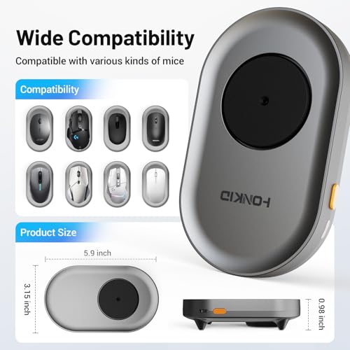 Image of HONKID Undetectable Mouse Mover Jiggler with ON /Off Switch and USB Port Drive-Free,Simulate Physical Automatically Mouse Movement,Prevent Computer Laptop Inactive /Lockdown (Silver)