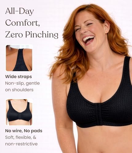 Carole Martin Full-Freedom Comfort Bra Wireless Front Closure Style 7218 - Black 42 - 3