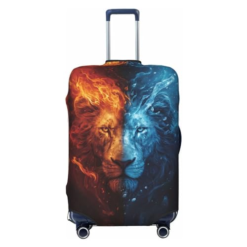 Red and Blue Fire Lion Travel Luggage Covers - Elasticity Suitcase Covers Protector for Luggage 18-32 Inch