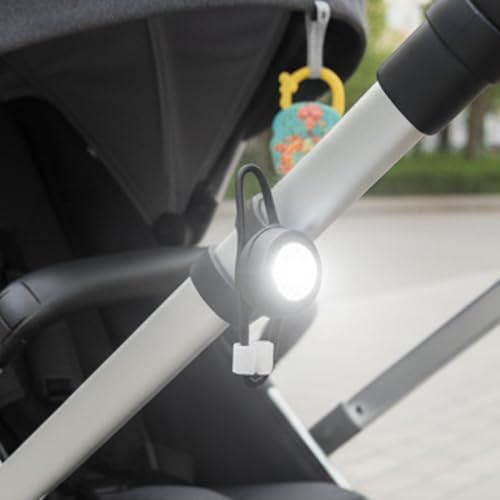 Image of Safe-O-Kid Universal Baby Stroller LED Light - Waterproof, Multipurpose, Adjustable Night Lights with Batteries for Outdoor Safety, Black, Pack of 2
