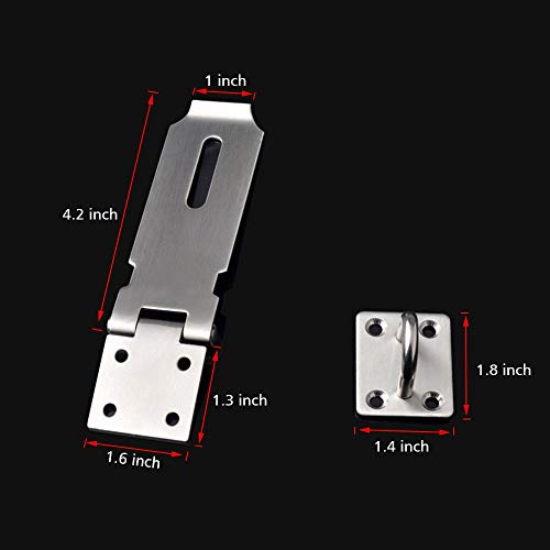 Image of Padlock Hasp 4.2 Inch Safety Door Bolt Gate Latches Padlock Hasp Stainless Steel Brushed Finish Door Buckle Clasp, 2 Pack (2Pack)
