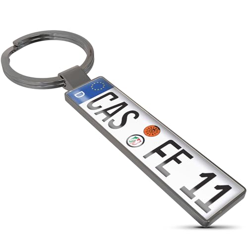 Meinearmbänder Personalisierter Nummernschild Schlüsselanhänger aus Metall mit Gravur – Auto und Motorrad Zubehör – Individuell gestaltbar, langlebig und stilvoll (Grau)