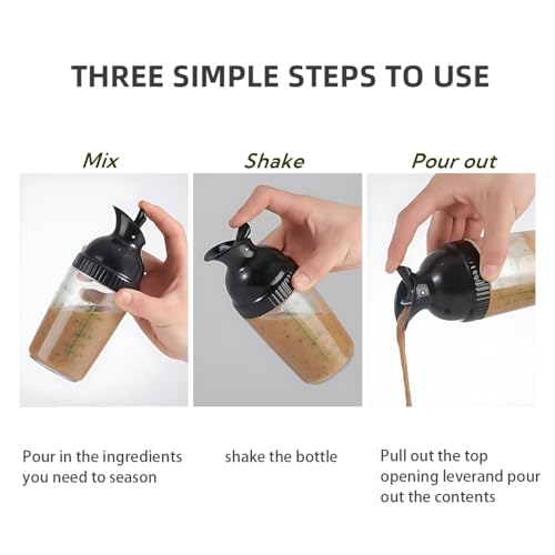 Wokyo Salad Dressing Shaker, Homemade Salad Dressing Bottle Mixer Measure Dripless Pour, Leak-free, Soft Grip, Dishwasher Safe BPA Free (Green) - Thumbnail 4