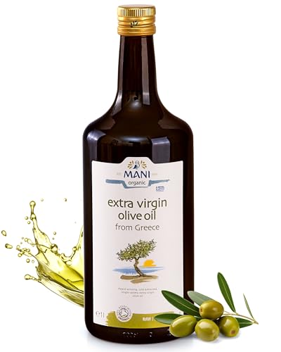 MANI Organic Extra Virgin Olive Oil Bottle 1L Premium Greek Olive Oil cold-extracted from Koroneiki olives 100% natural organic olive oil Organic Oil mildly fruity vegan & sustainable