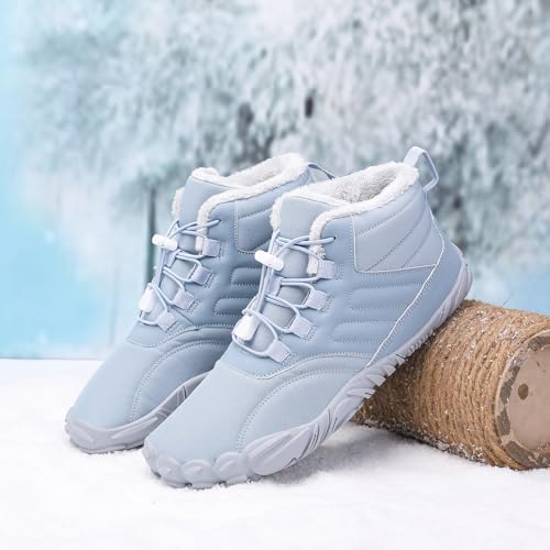 CLOUDEMO Hike Winter Shoes, Barefoot Five Finger Footwear, Mens Snow Boots (Light Blue,10 Women/8.5 Men)2