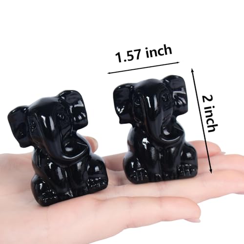Elefante de Cristal Negro Decorativo de 2 Pulgadas miniatura 2