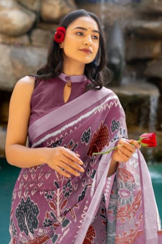 Image of MIRCHI FASHION Saree for Woman Cotton Blend Printed | Traditional Ethnic Sari for Ceremonial Use and Farewell with Blouse Piece