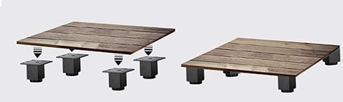 Miniatura 6 de Mueble para gabinete con patas de metal, patas ajustables de acero inoxidable, cuadradas, color negro, 3.1 x 2.7 pulgadas, con 16 tornillos, (4