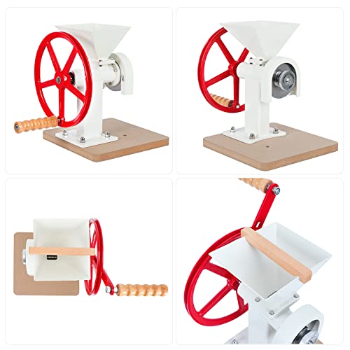 Mosakar Hand Crank Grain Mill - White, Hand Operate Food Grinder For Dry And Oily Grains, Manual Kitchen Flour Mill, Wheat Corn Coffee Spice Grinder thumb #3