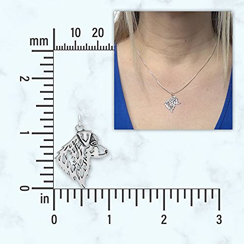 Dazzling Paws Jewelry Sterling Silver Australian Shepherd Pendant On 20" Snake Chain, Aussie Necklace For Dog Owners #TOP4