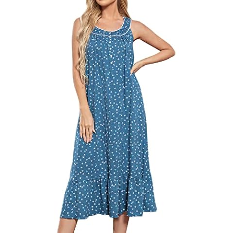 MZROCR Cotton Nightgowns for Women Soft Sleeveless Night Gown for Adult Women Ruffle Sleepwear Cover