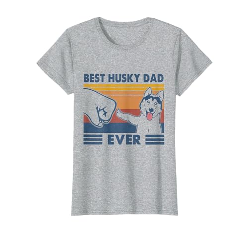 Vintage Best Husky Dad Ever Fist Bump Funny Husky Lover Gift T-Shirt