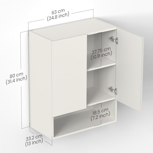 Image of BLUEWUD Opryt with Shelf Kitchen Cabinet Rack, Wall Mounted Storage Crockery Cabinet Unit for Kitchen Utensils, Jars, Spices, Space Saving Modular Cupboard for Home & Kitchen DIY (White)