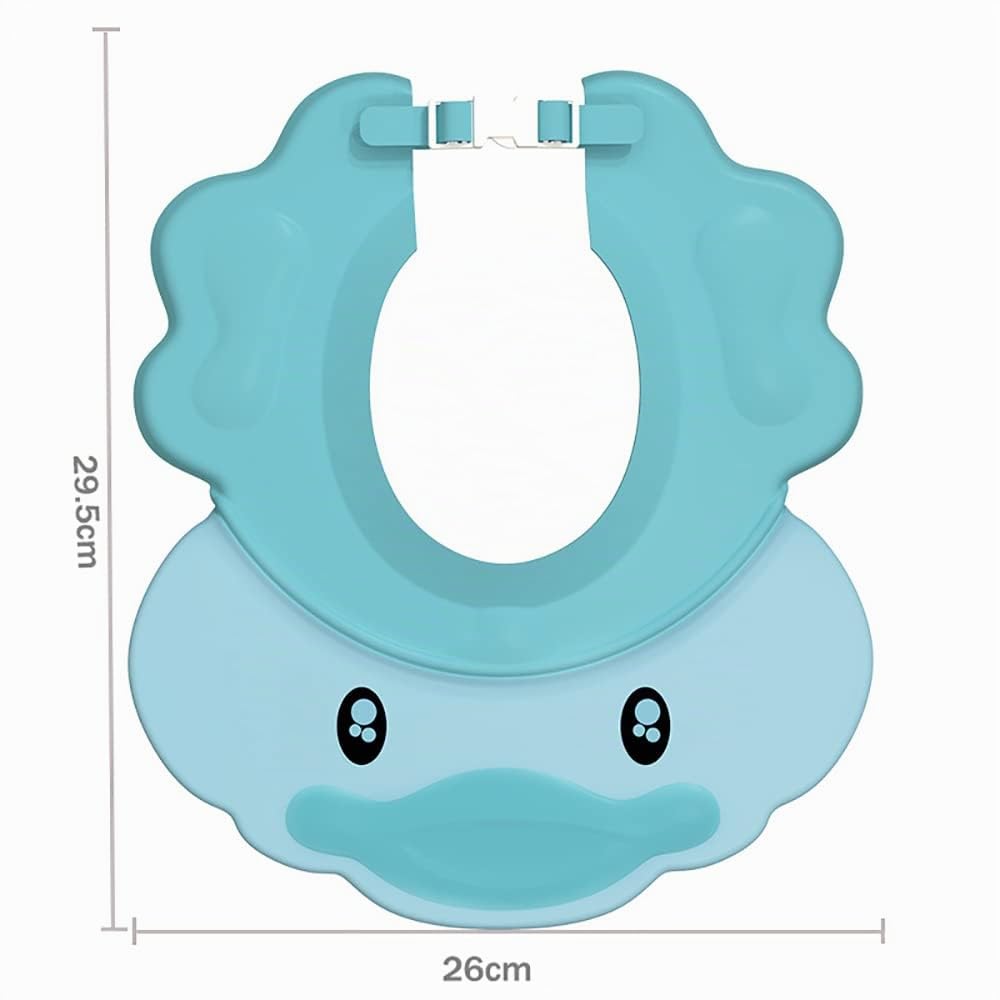 Blu Doccia Cap per Bambino, Sicurezza Cappello da Bathing, cappello con visore regolabile morbido per neonati e bambini, Proteggi occhi, bocca, orecchie(per 0.5-12 anni di età)