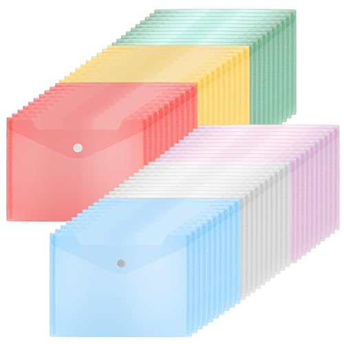 Pochettes plastiques A5 bouton pression étanches pour trier vos documents de bureau