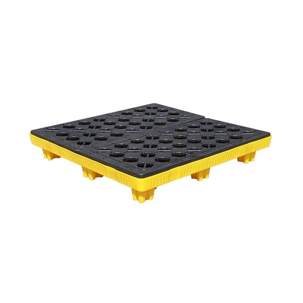JKJZSALJ Spill Containment Pallet,Industrial Plastic Pallets With Modular Spill Platforms For Leak Proof Containment Of Oil Drums In Laboratory,Yellow,120 * 120 * 17cm